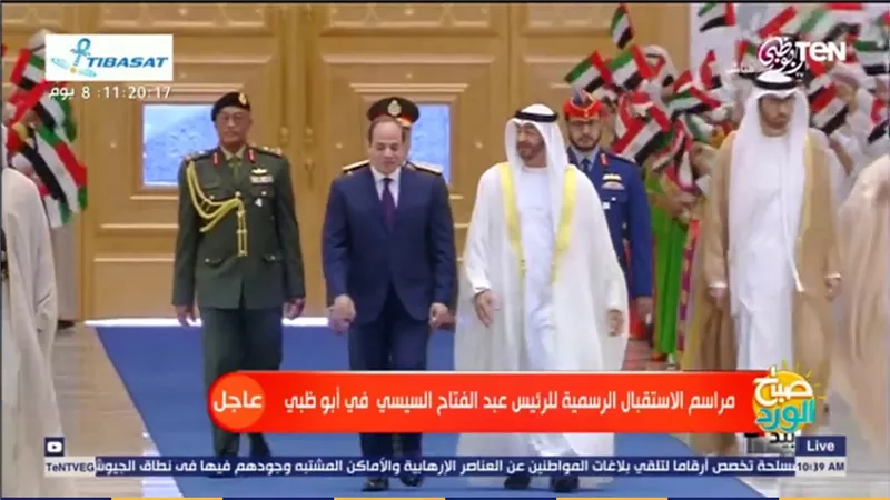 شاهد.. لحظة وصول الرئيس السيسي إلى قصر الوطن بـ أبو ظبي