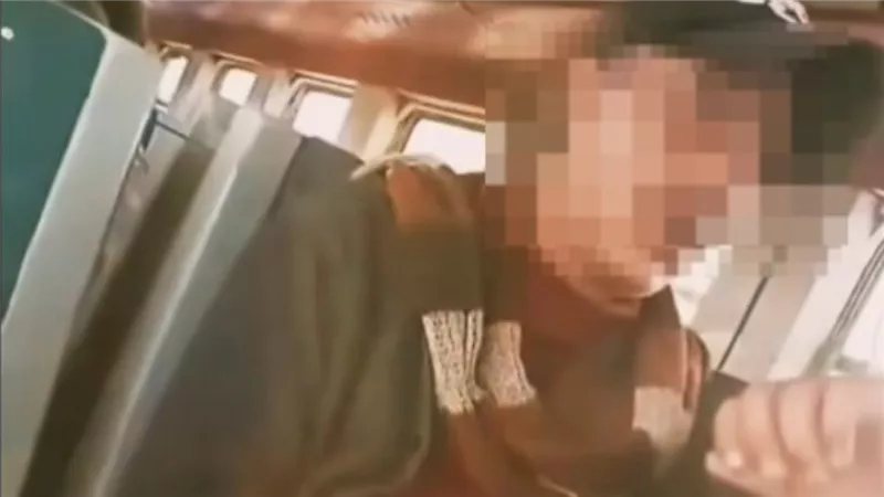  فعل فاضح في نهار رمضان.. فيديو متداول لشخص يخدش حياء سيدة داخل قطار