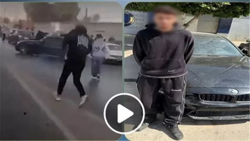 لقطات صادمة.. سائق يصدم سيارة ويهدد حياة المارة بالنزهة | فيديو