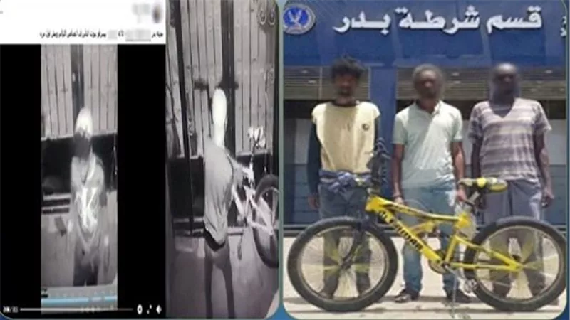مقطع فضحهم.. تفاصيل سقوط 3 أجانب سرقوا دراجة من عقار بمدينة بدر | فيديو
