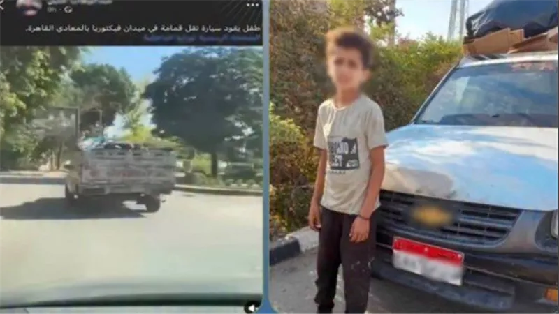 تفاصيل القبض على طفل يقود سيارة لجمع القمامة بالمعادى | فيديو