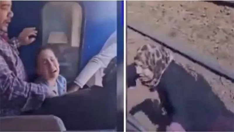 بكاء أم وصراخ أطفال.. سيدة تحاول اللحاق بـ قطار بعد تحركه ببناتها | فيديو