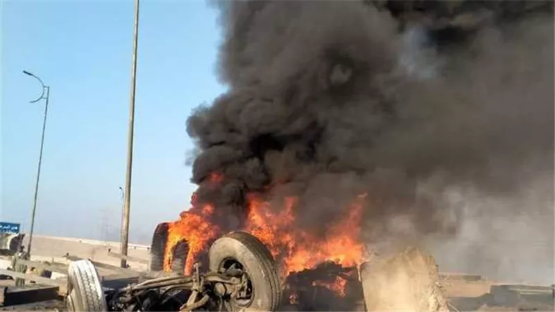 لقطات صادمة..المشاهد الأولى لانفجار سيارة نقل على الدائري الأوسطي | فيديو