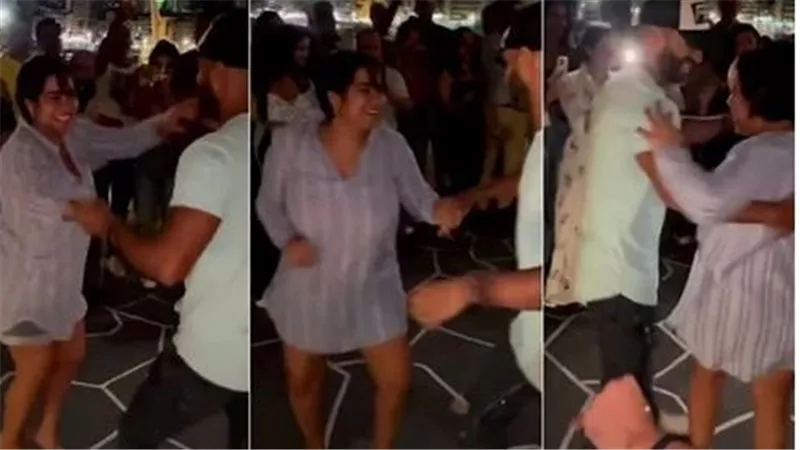 على نغمات أغنية المترو.. وصلة رقص لـ شيرين عبد الوهاب مع شاب بحفل خاص | فيديو