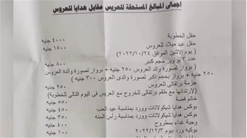 صرفت عليكي 10 آلاف جنيه من غير الأكل..شاب يصدم خطيبته بقائمة هدايا بعد الفركشة | شاهد