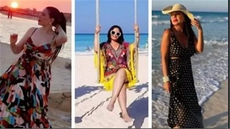 عبير صبري وإلهام شاهين ورانيا يوسف الأجرأ.. فساتين نجمات الفن على البحر تثير الجدل | شاهد