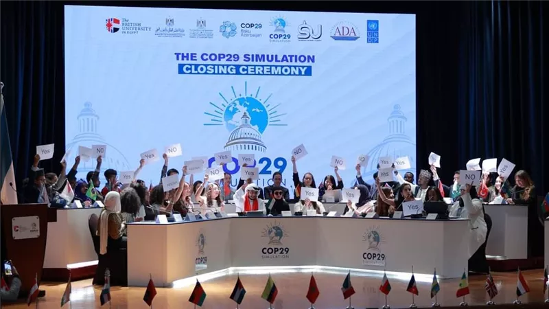 الجامعة البريطانية تختتم النموذج الدولي لمحاكاة قمة المناخ بمشاركة 150 طالب من 40 دولة