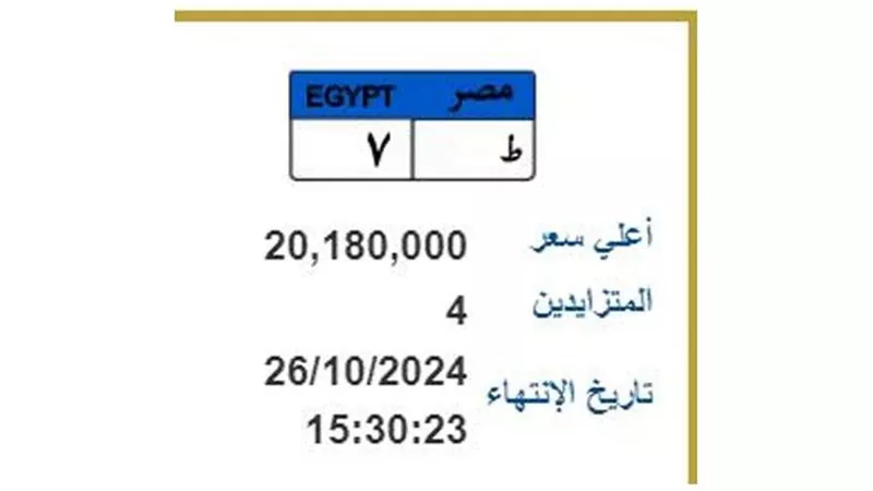 سعرها تجاوز 20 مليون جنيه.. الداخلية تطرح أغلى لوحة معدنية