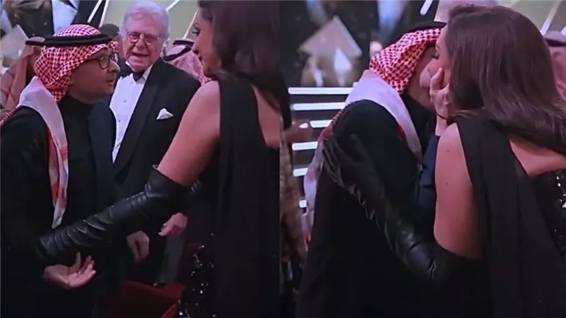 ماذا فعل حسين فهمي؟.. قبلة عبد المجيد عبد الله للفنانة أنغام تثير الجدل | فيديو