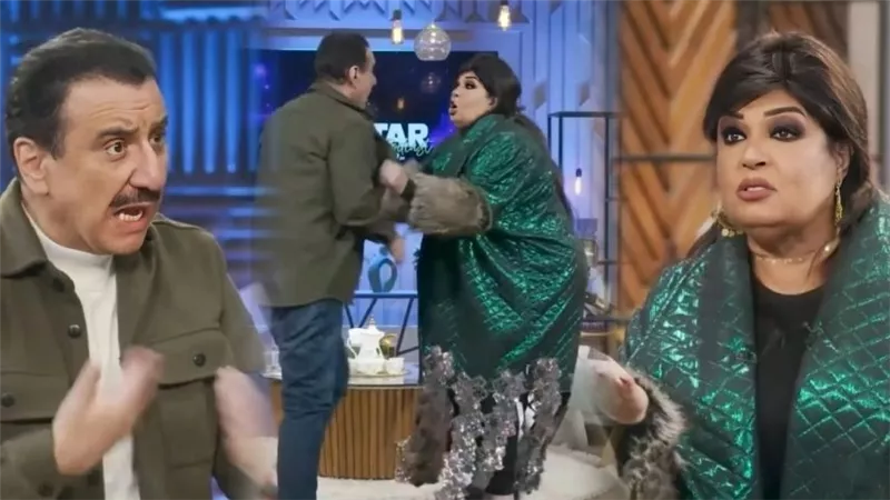 انت راجل متخلف ومش عاجبني.. خناقة فيفي عبده في برودكاست مع حسن عسيري | فيديو