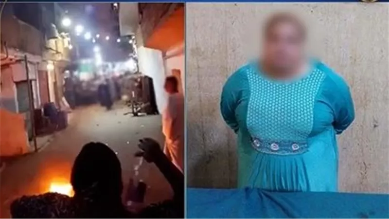 فيديو مثير.. سيدة تلقي الزجاجات من شرفتها بعين شمس | شاهد