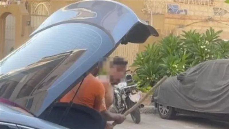 ألفاظ وإشارات خارجة.. تفاصيل صادمة في فيديو مشاجرة بين طبيب وطليقته أمام فيلا بأكتوبر | شاهد