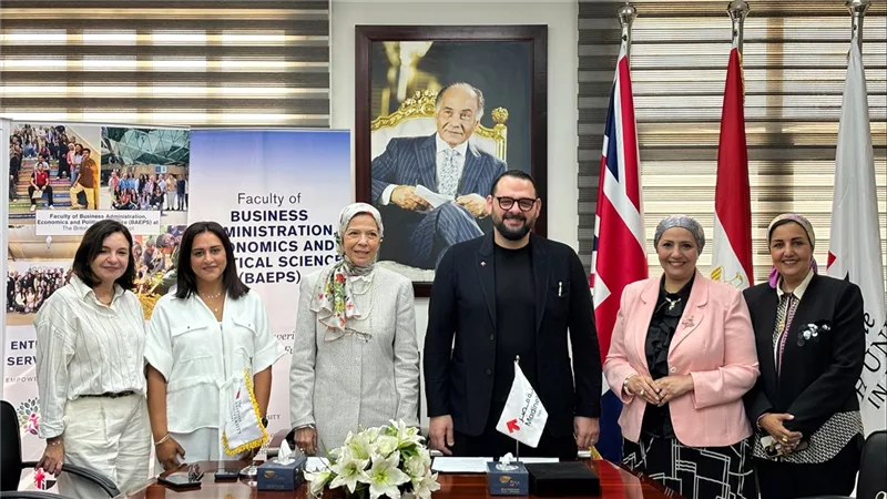 كلية الاقتصاد والعلوم السياسية بالجامعة البريطانية توقع خطاب تعاون مع مدينة مصر